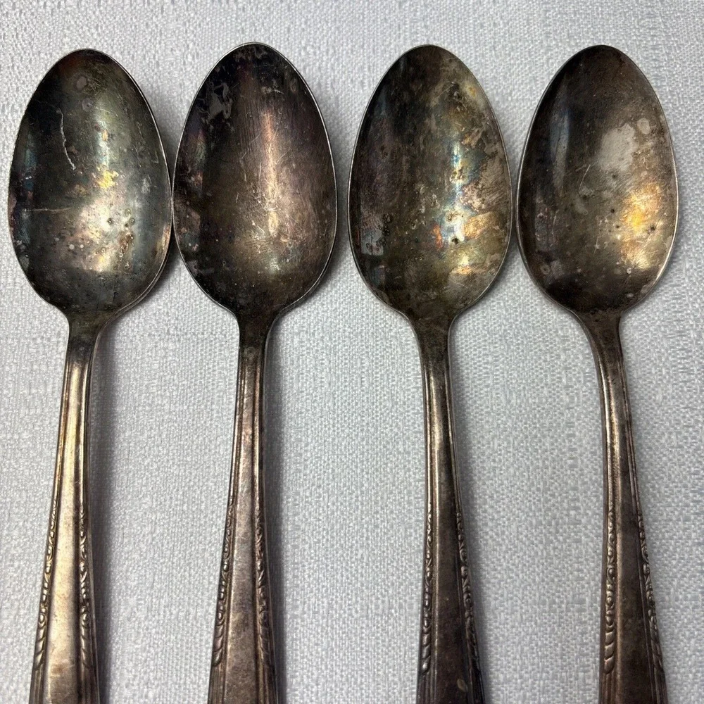 4 Harmony House SERENADE Wallace Silver Plate‎ Teaspoons Silverware